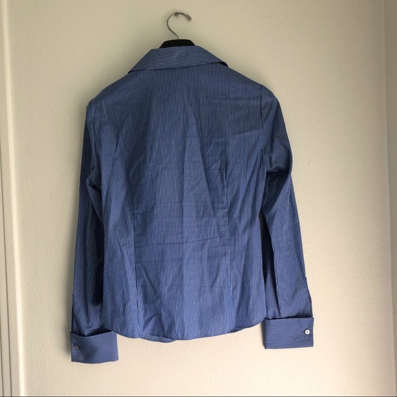 Sz M (8) Blue Lafayette 148  Blouse - Picture 5 of 9